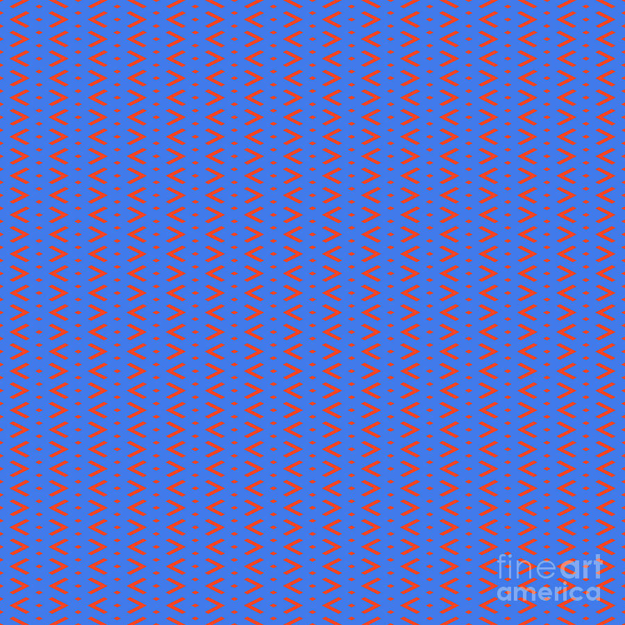 Inverse Chevron Diamond Dot Stripe Pattern In Red Orange And True Blue N.2401 Painting