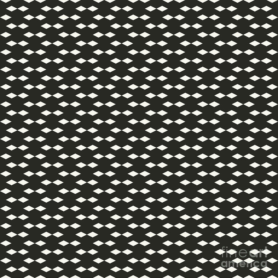 Inverse Double Diamond Pattern in Bone White And Wrought Iron Black n.2850 Painting by Holy Rock Design