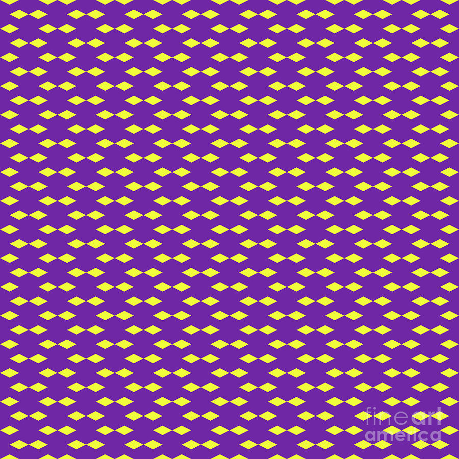 Inverse Double Diamond Pattern in Sunny Yellow And Iris Purple n.2610 Painting by Holy Rock Design