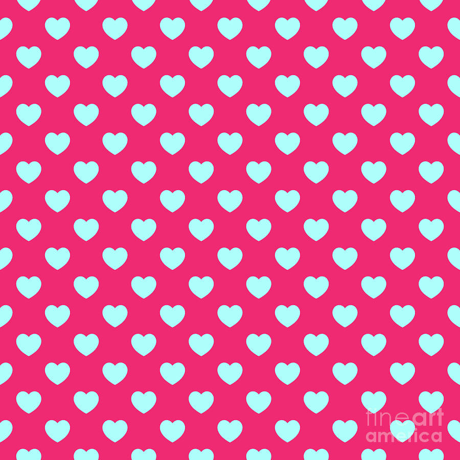 Inverse Filled Heart Dot Pattern In Light Aqua And Raspberry Pink N.3188 Painting