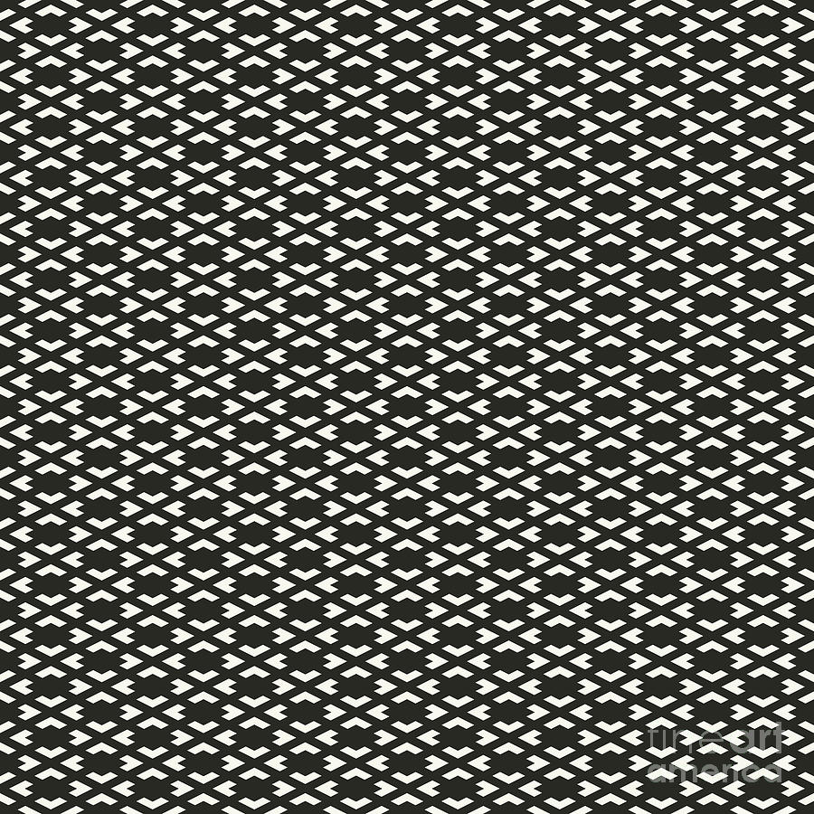 Inverse Heavy Chevron Diamond Pattern in Bone White And Wrought Iron Black n.3128 Painting by Holy Rock Design