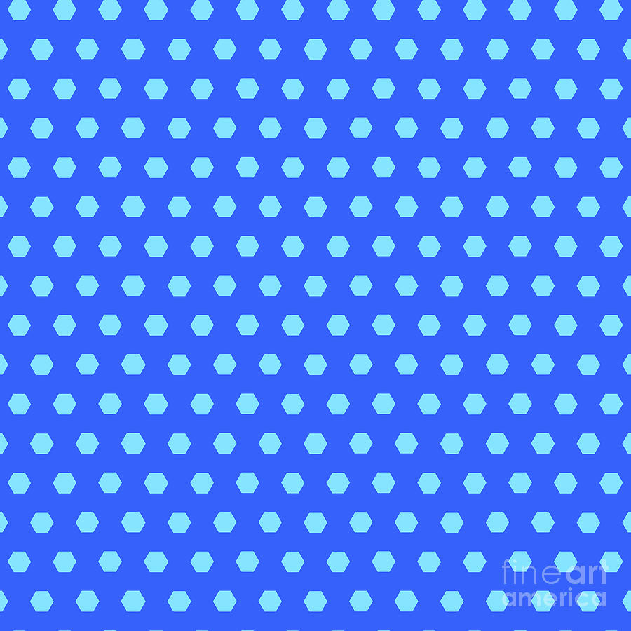 Inverse Hexagon Honeycomb Kikko Dot Pattern In Day Sky And Azul Blue N.2051 Painting