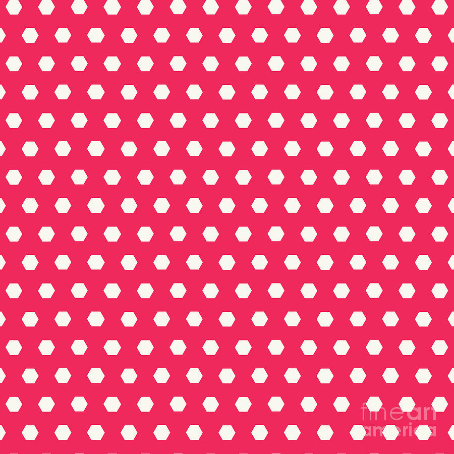 Inverse Hexagon Honeycomb Kikko Dot Pattern In Eggshell White And Ruby Pink N.2323 Painting