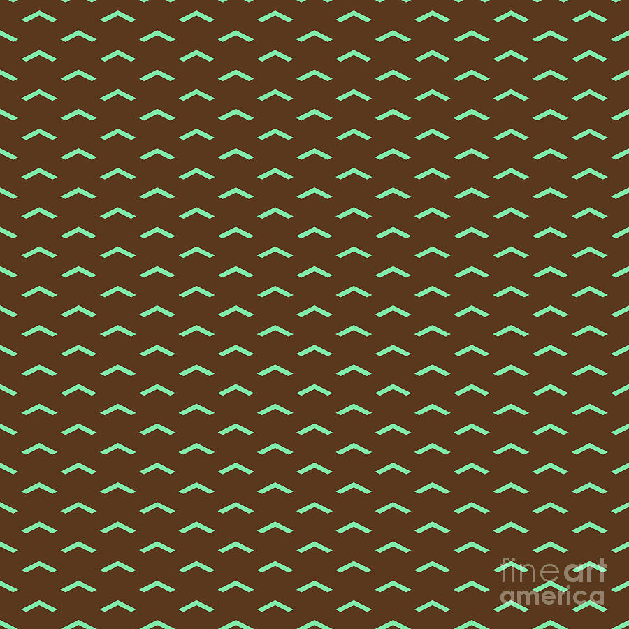 Inverse Light Upward Chevron Pattern in Mint Green And Chocolate Brown n.2186 Painting by Holy Rock Design