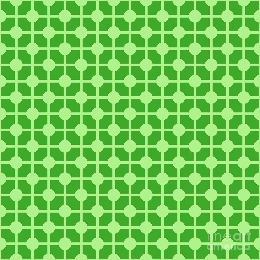 Inverse Line Grid With Filled Circle  Pattern In Light Apple And Grass Green N.2535 Painting