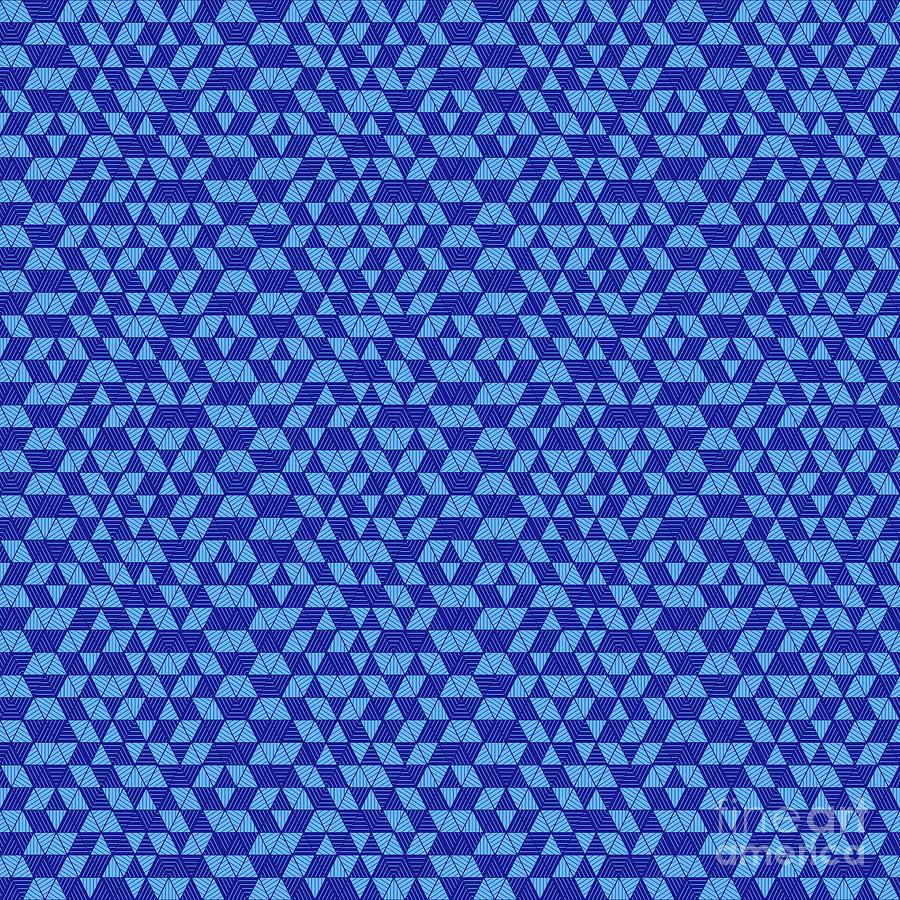 Inverse Striped Triangle Grid Pattern In Summer Sky And Ultramarine Blue N.0949 Painting