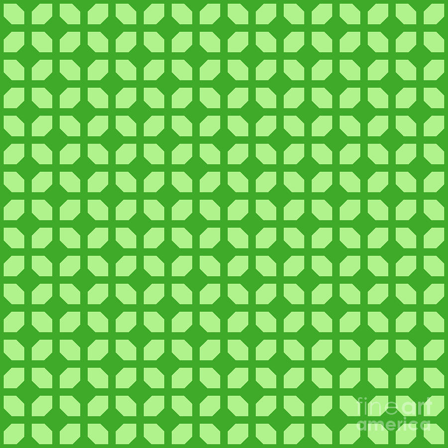 Inverted Cubic Four Leaf  Pattern In Light Apple And Grass Green N.1420 Painting