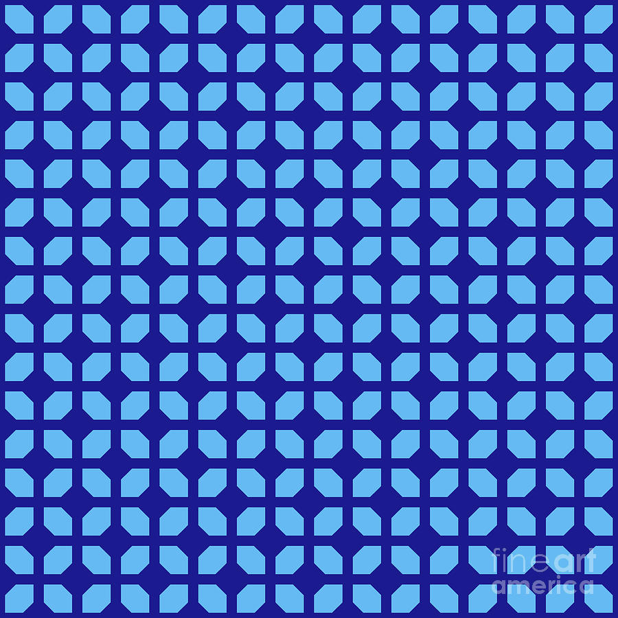 Inverted Cubic Four Leaf  Pattern In Summer Sky And Ultramarine Blue N.1784 Painting