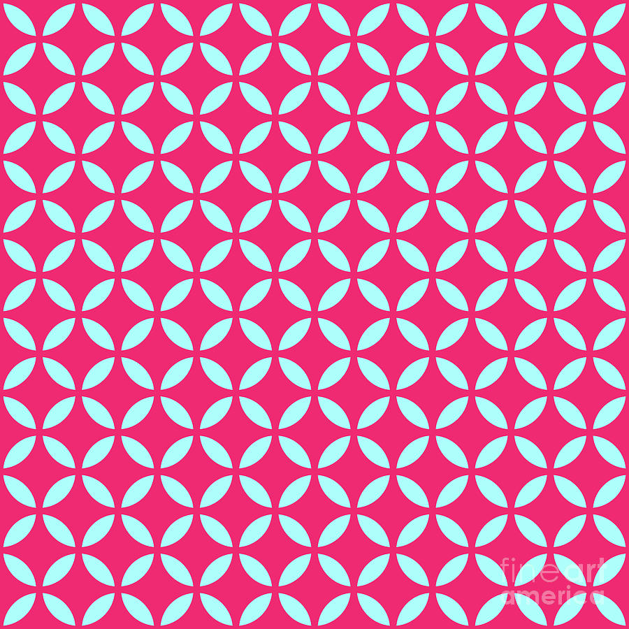 Inverted Four Leaf Motif Pattern In Light Aqua And Raspberry Pink N.0046 Painting