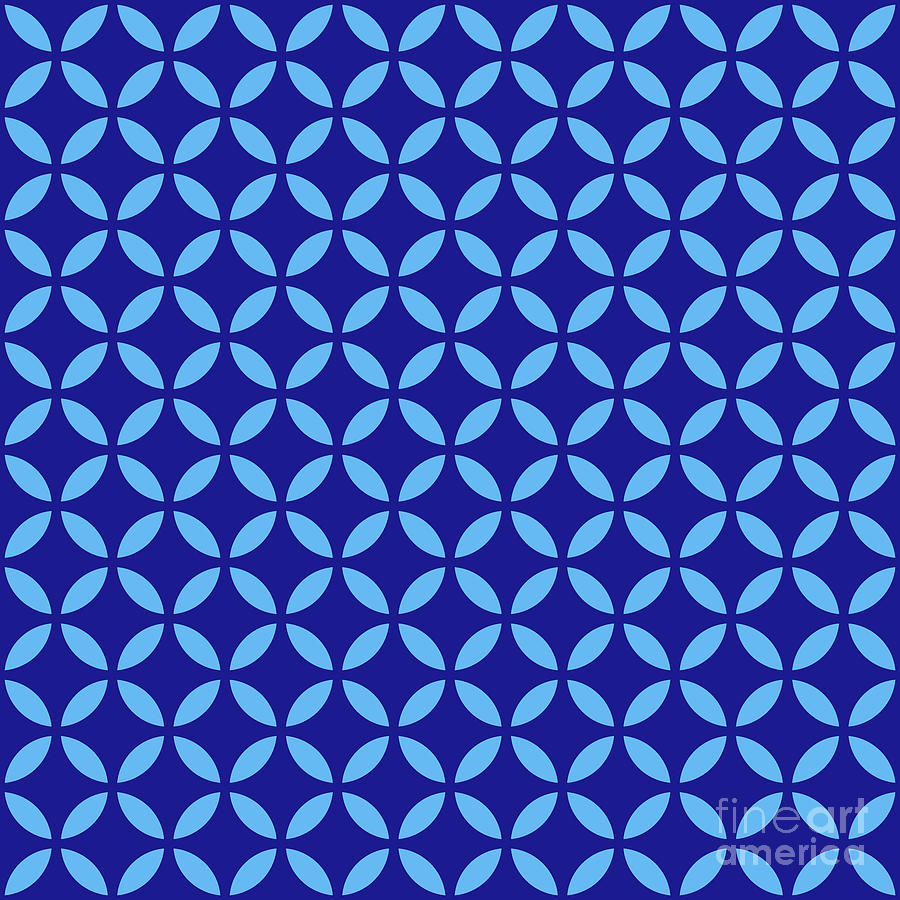 Inverted Four Leaf Motif Pattern In Summer Sky And Ultramarine Blue N.1452 Painting