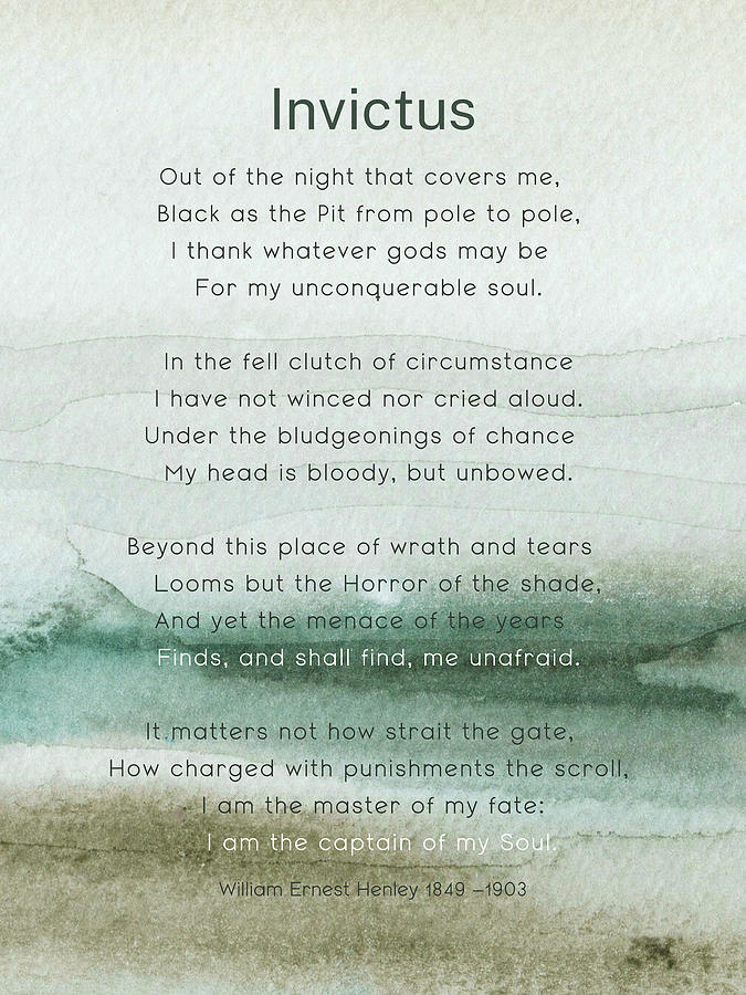 Invictus Poem by William Ernest Henley Painting by Toni Grote - Fine ...