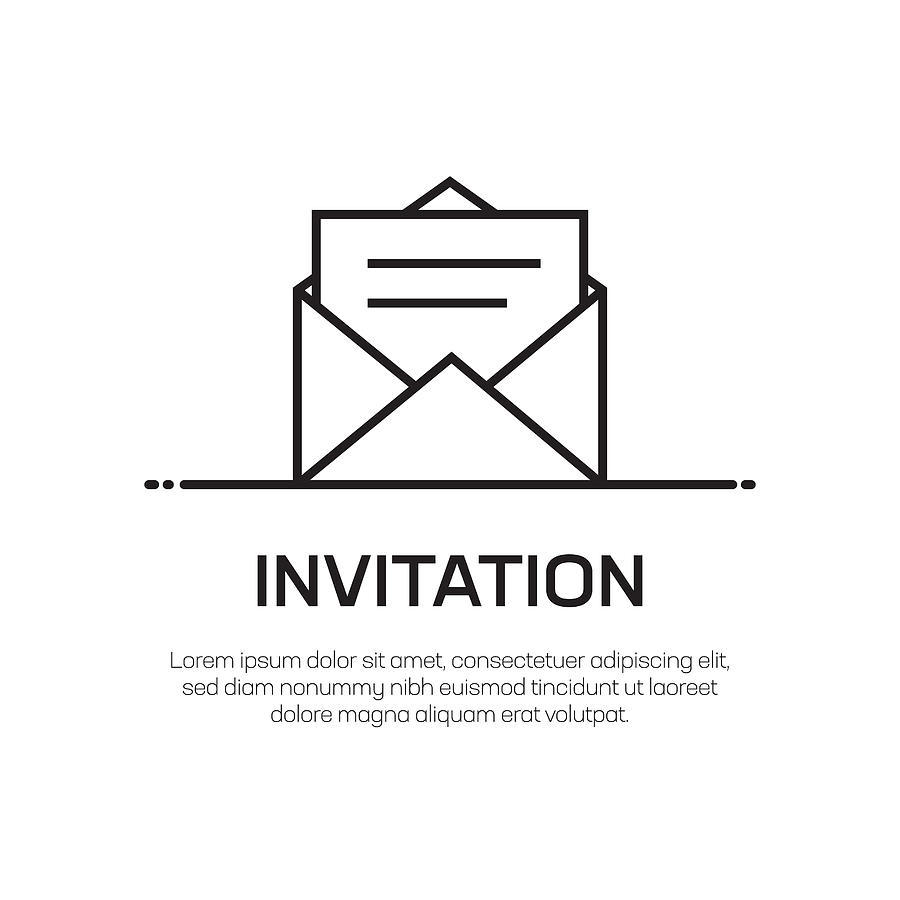 Invitation Vector Line Icon - Simple Thin Line Icon, Premium Quality Design Element Drawing by Cnythzl