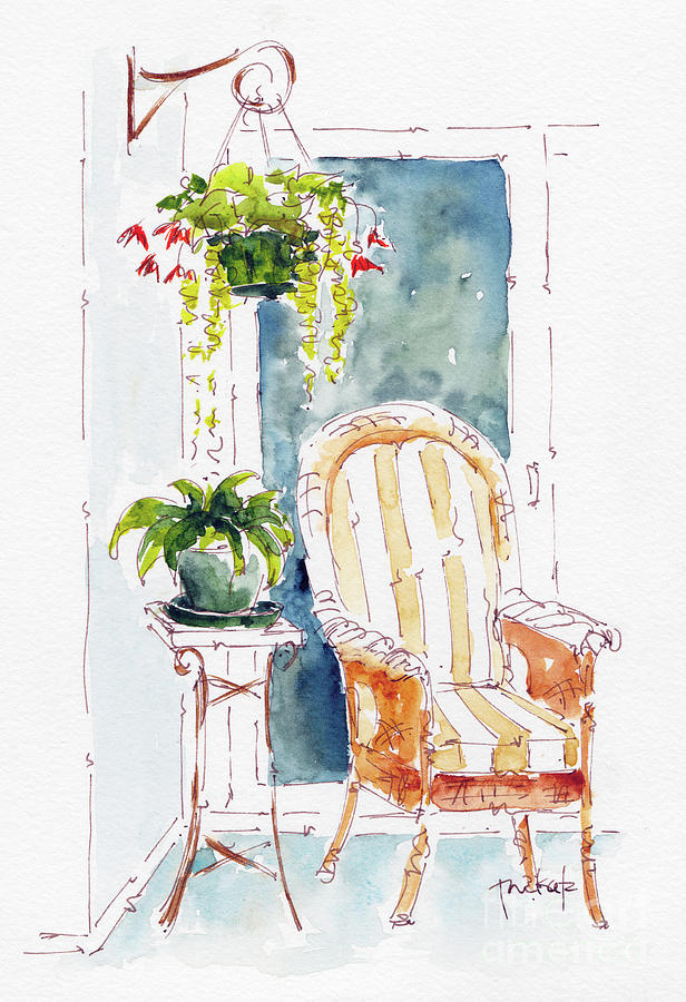 Inviting Garden Corner Painting by Pat Katz