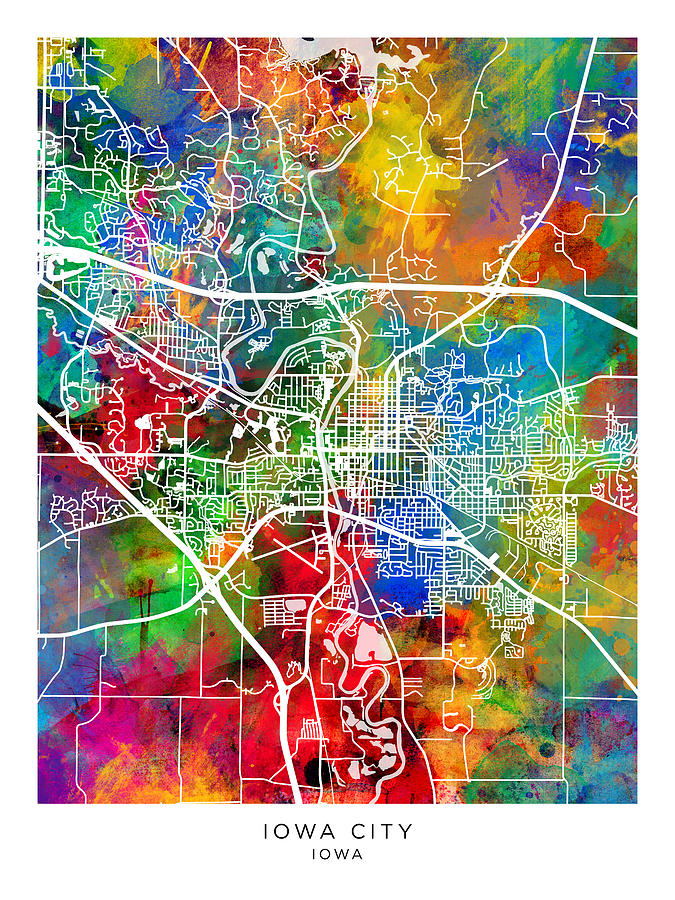 Iowa City Map #00 Digital Art by Michael Tompsett