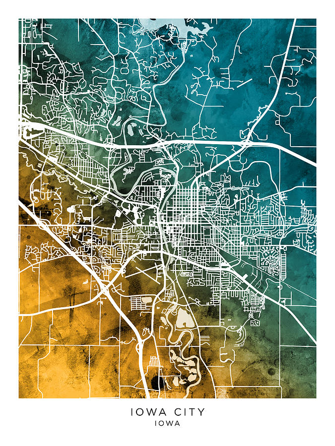 Iowa City Map #68 Digital Art by Michael Tompsett