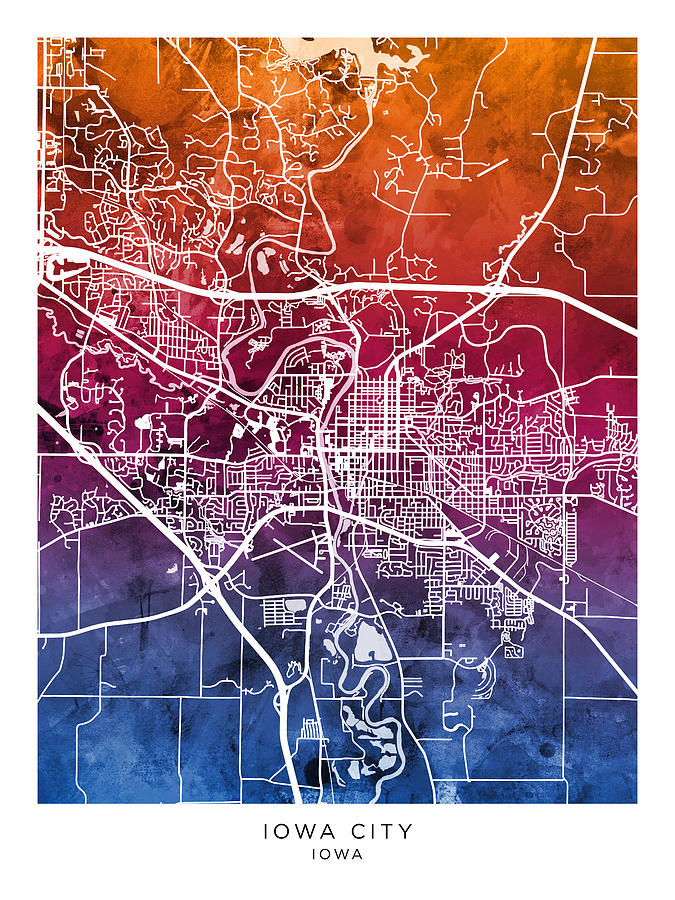 Iowa City Map #69 Digital Art by Michael Tompsett