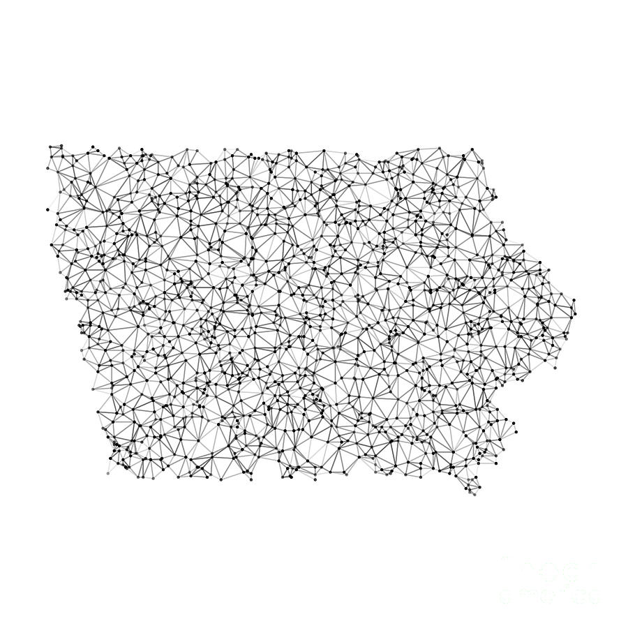 Iowa Map Network Black And White Digital Art By Frank Ramspott Pixels 0428