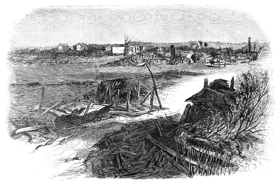 Iowa Tornado, 1860 Drawing by Granger