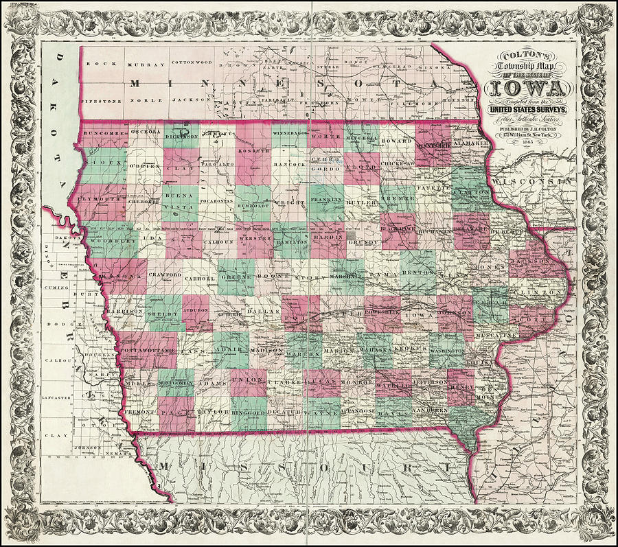 Iowa Vintage Township Map 1865 Photograph by Carol Japp