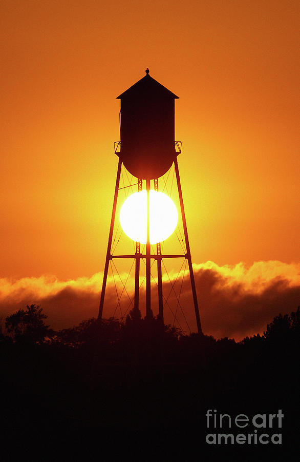 Iowa Water Tower At Sunset Photograph by Kevin Skow