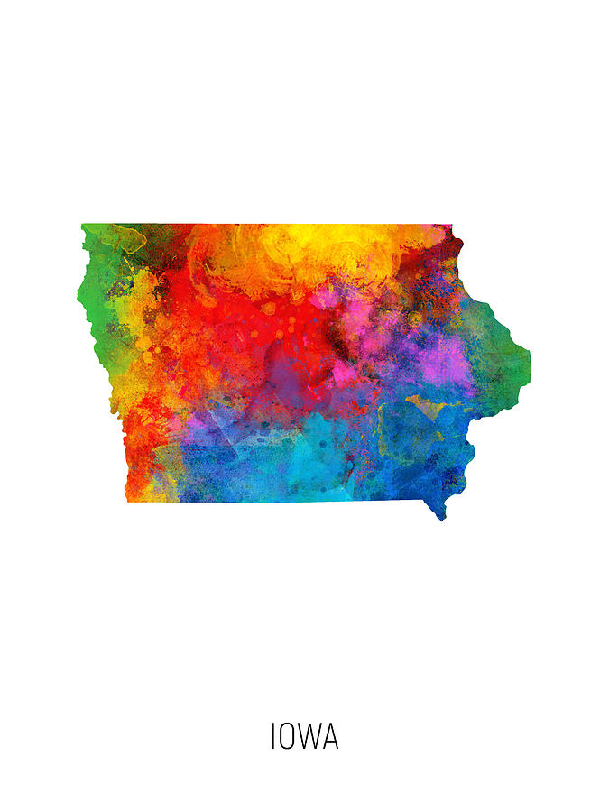 Iowa Watercolor Map #81 Digital Art by Michael Tompsett
