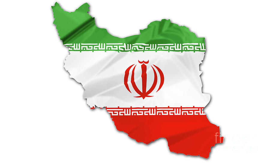 Iran flag border map Photograph by Benny Marty