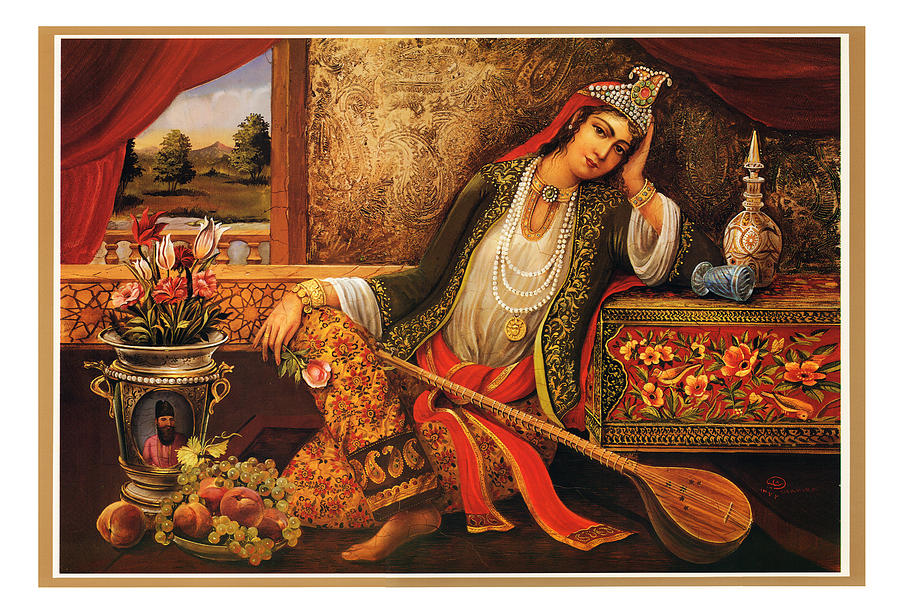 Iran Qajar Era Woman Painting by Shakiba