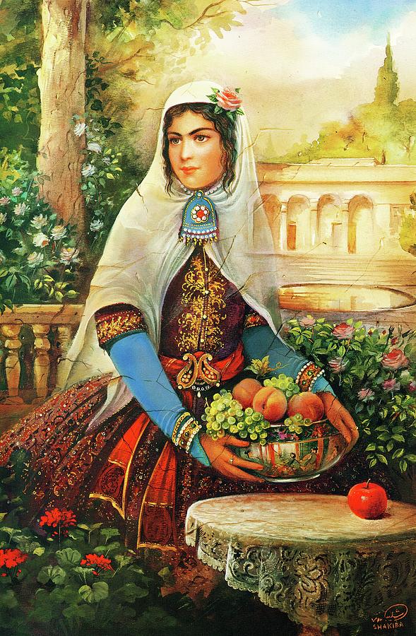 Iranian Qajar Woman Painting by Shakiba