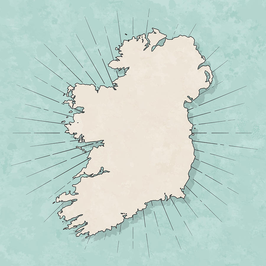 Ireland map in retro vintage style - Old textured paper Drawing by Bgblue