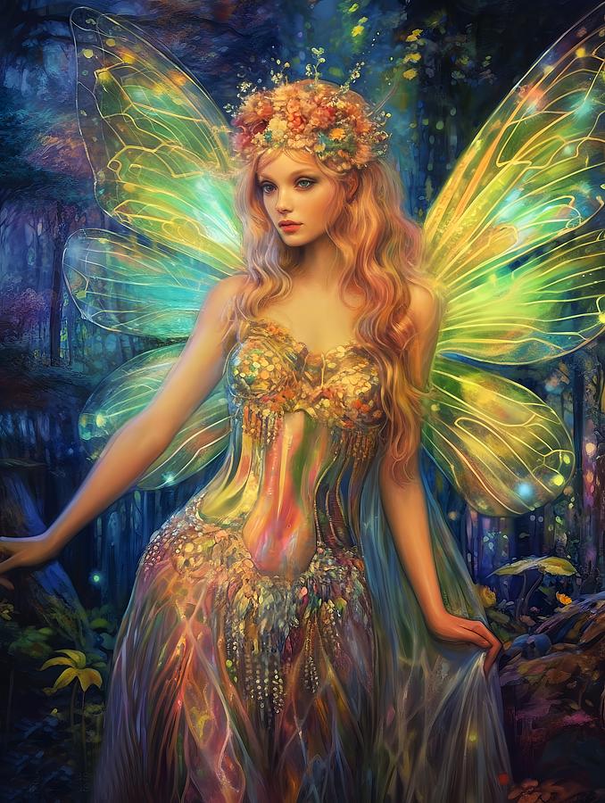 Iridescent glowing Fairy 18 Painting by Lilia D - Fine Art America