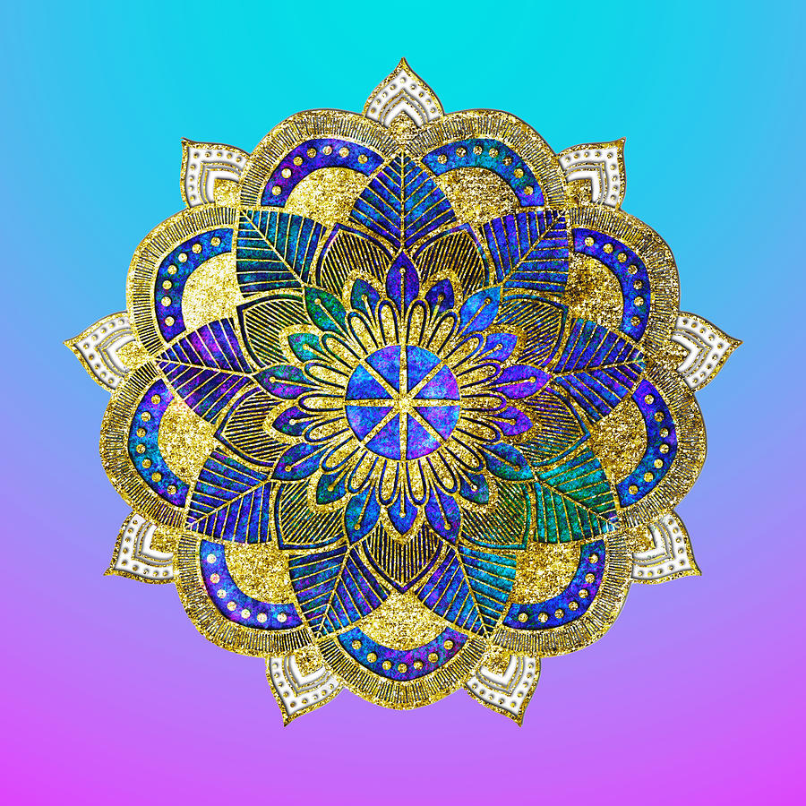 Iridescent Gold Mandala Digital Art by Peggy Collins