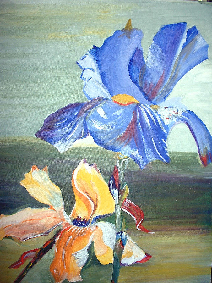 Blue and yellow  Iris   Painting by Genevieve Holland