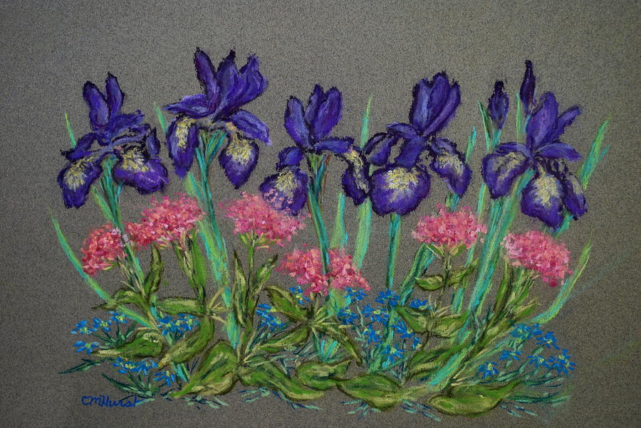 Iris And Pinks Painting by Collette Hurst