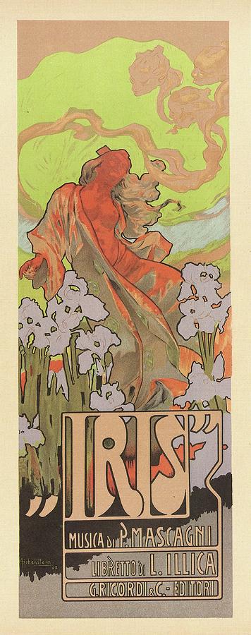Iris - Musica Di P Mascagni - Art Nouveau - Italian  Vintage Advertising  Poster -  Adolfo Hohenstei Digital Art by Studio Grafiikka