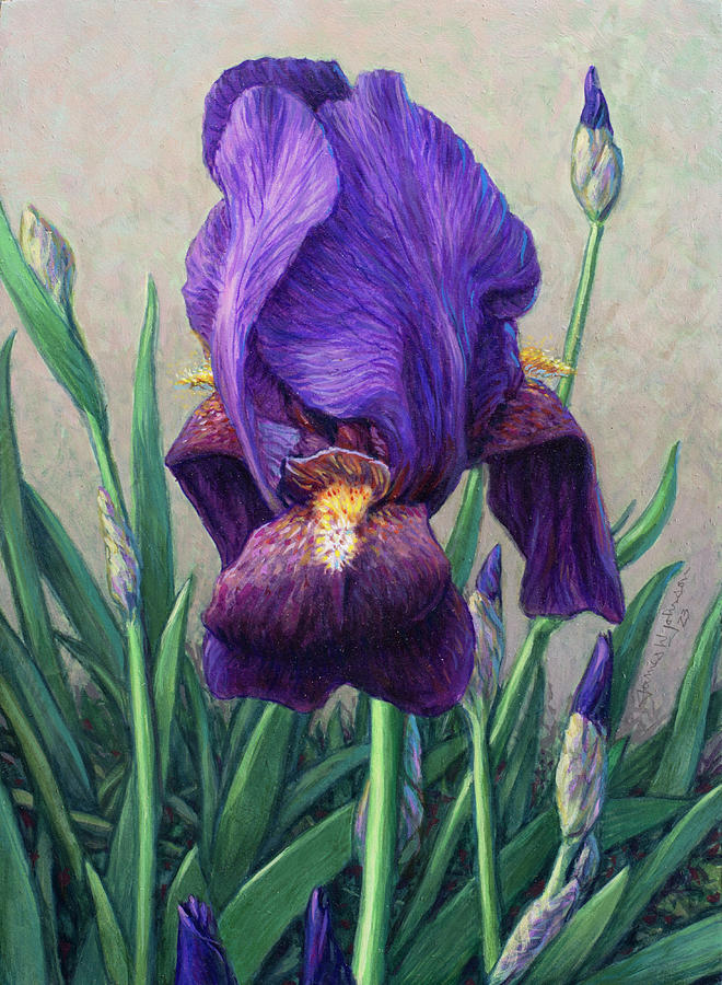 Iris Bloom Painting by James W Johnson