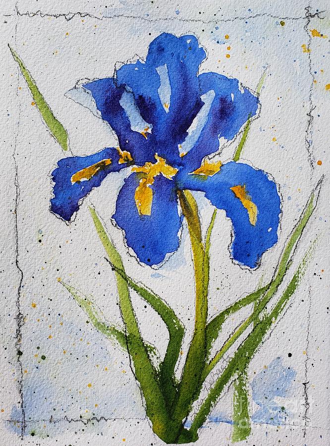 Iris Blue Painting by Lisa Debaets