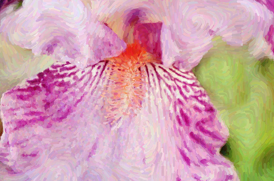 Iris Flower Abstract Impressionist Gouache Digital Art by Gaby Ethington