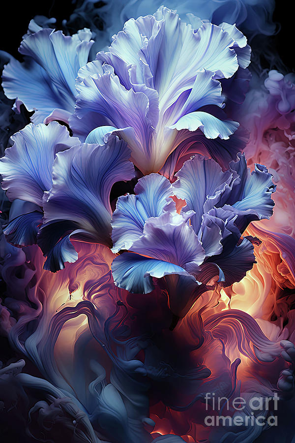 Iris Flower Array  Digital Art by Elaine Manley