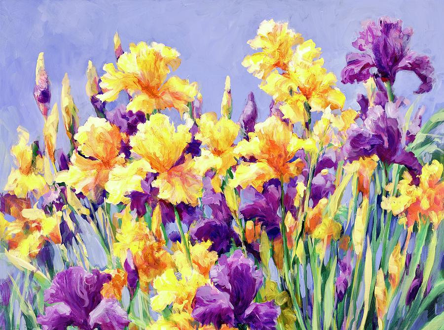 Iris Garden Closeup Painting
