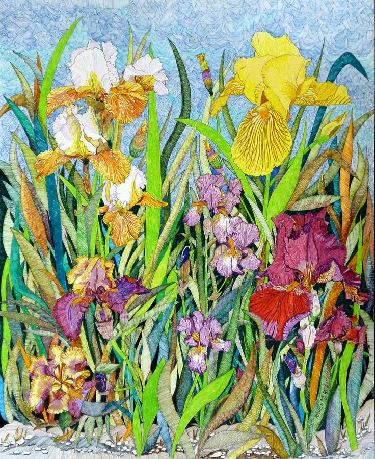 Iris Garden Painting by Karen Merry