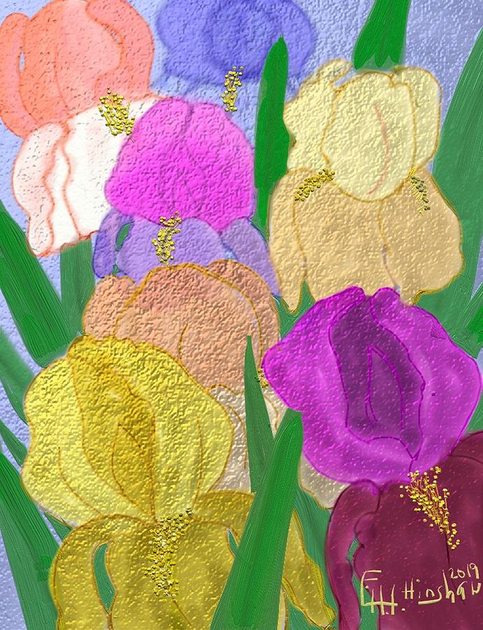 Iris Garden Painting by Lisa Hinshaw