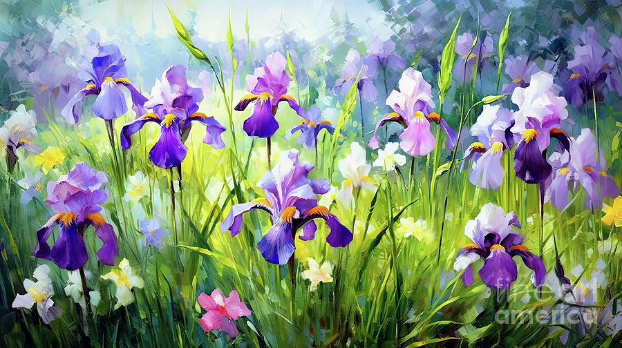 Iris in the Meadow Digital Art by Elaine Manley