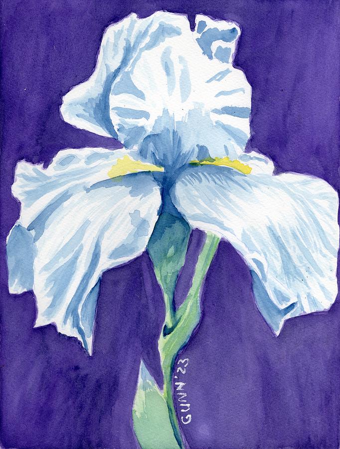 Iris in Watercolor Painting by Katrina Gunn