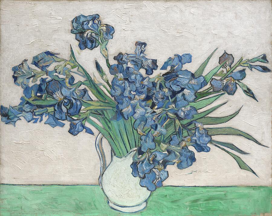 Vincent Van Gogh Drawing - Irises by Abdelmoula Taia
