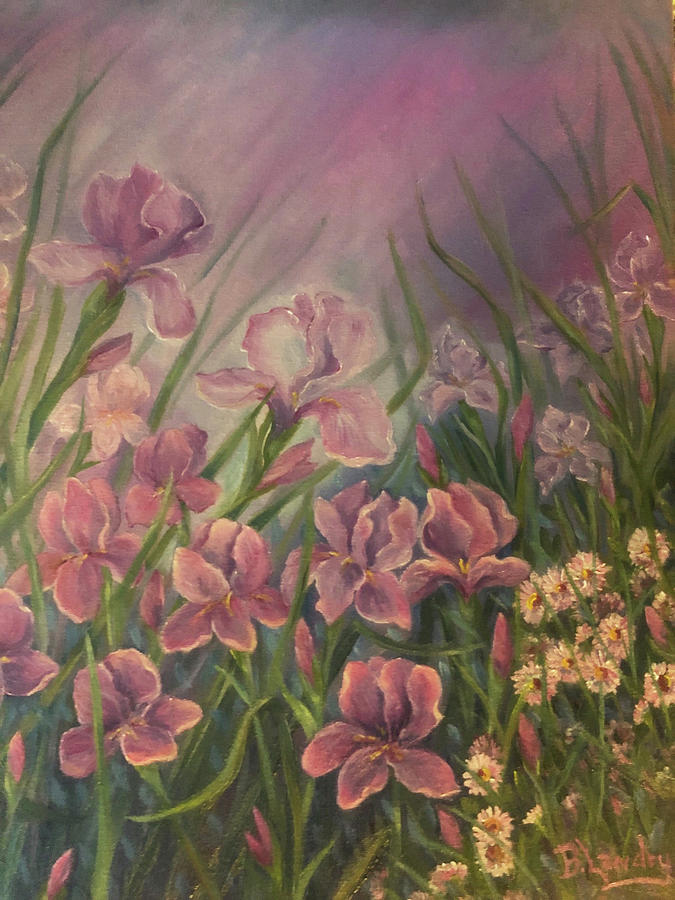 Irises Painting by Barbara Landry