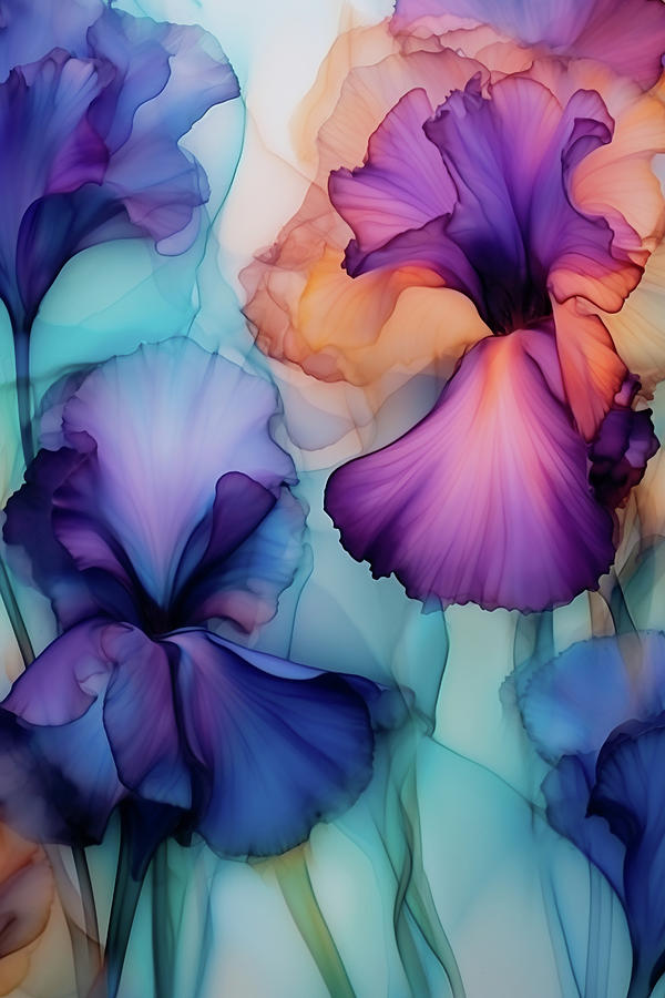 Irises - Flower Flow Digital Art by Peggy Collins
