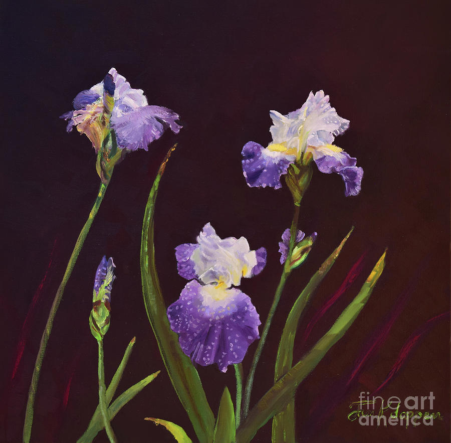 Irises - Heaven to Earth Painting by Jan Dappen