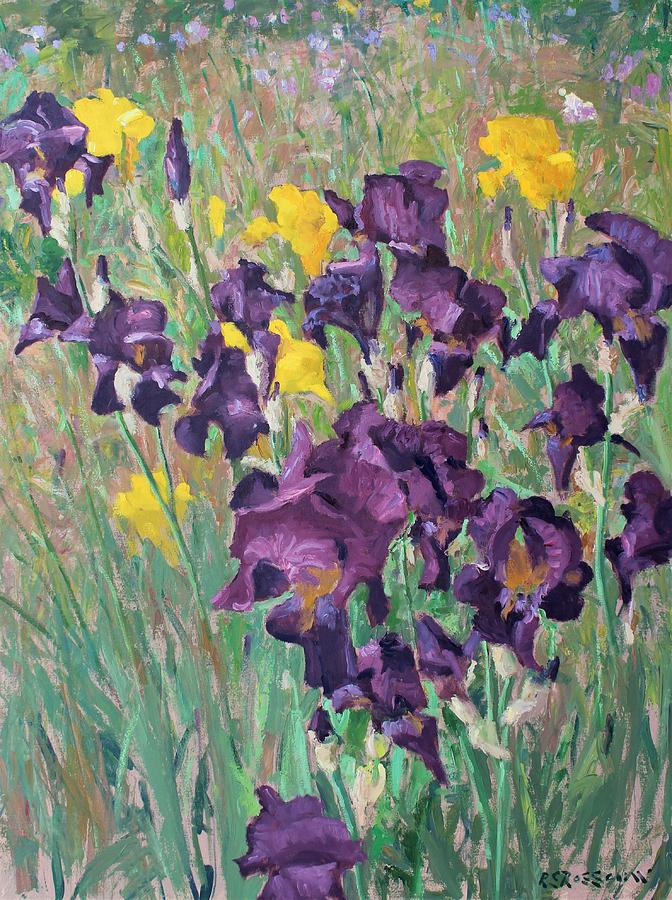Irises in the Sun Painting by Roelof Rossouw