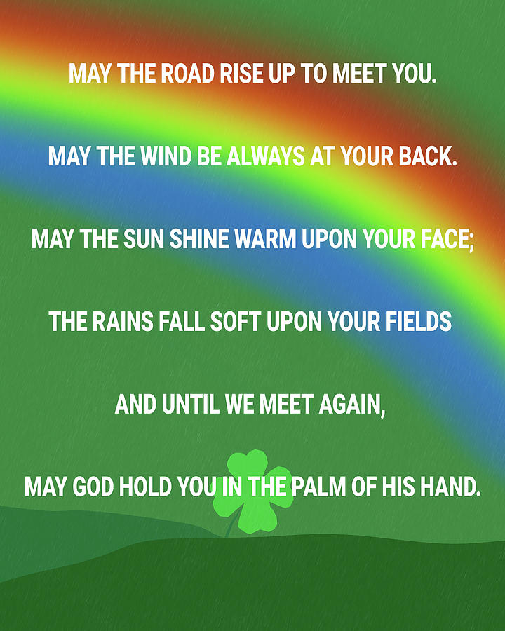 St Patricks Day Digital Art - Irish Blessing Rainbow Four Leaf Clover by Dan Sproul