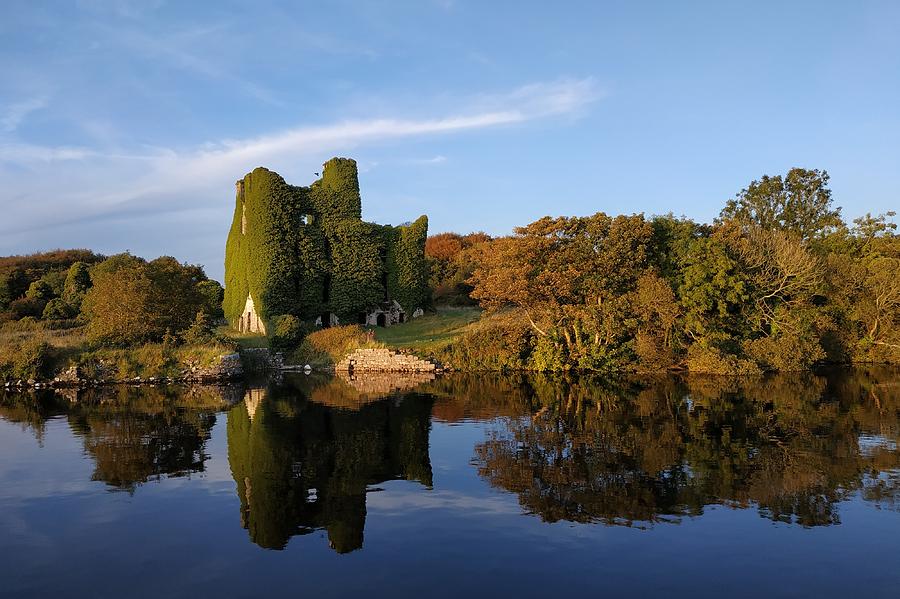 Castle Photograph - Irish castle and reflection on water by Patrick Dinneen